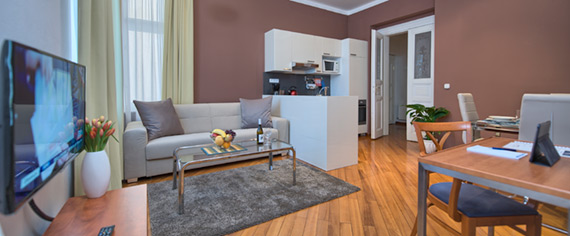 Residence Masna studio apartment type 1 living room
