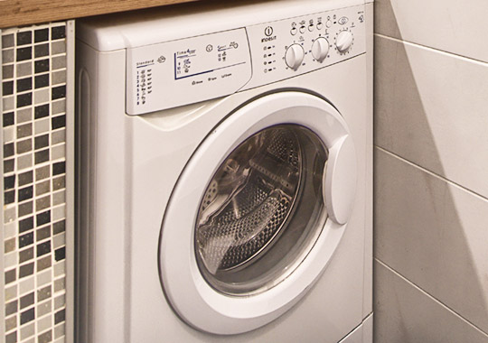 A washing machine with laundry