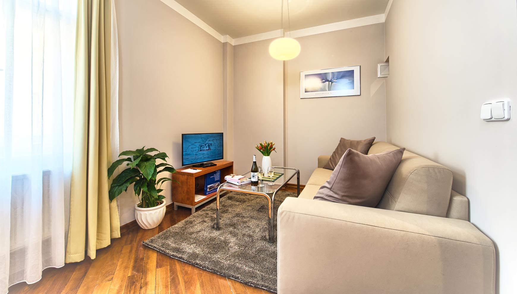 Living room in a one bedroom apartment type 4 in Residence Masna