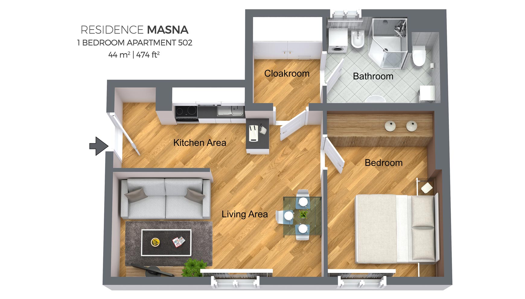 One Bedroom Apartment No 502 Residence Masna