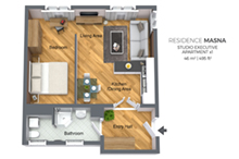 Floorplan of Residence Masna studio apartment type 1