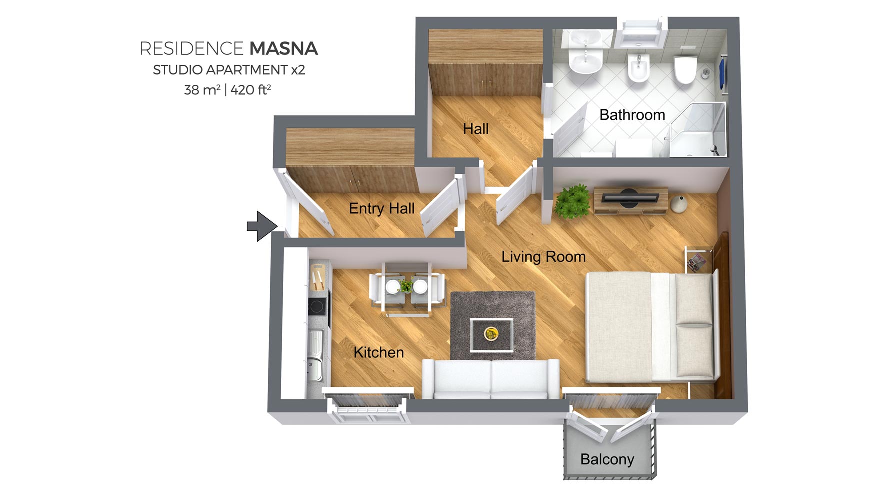 Studio Apartment Type 2 Residence Masna